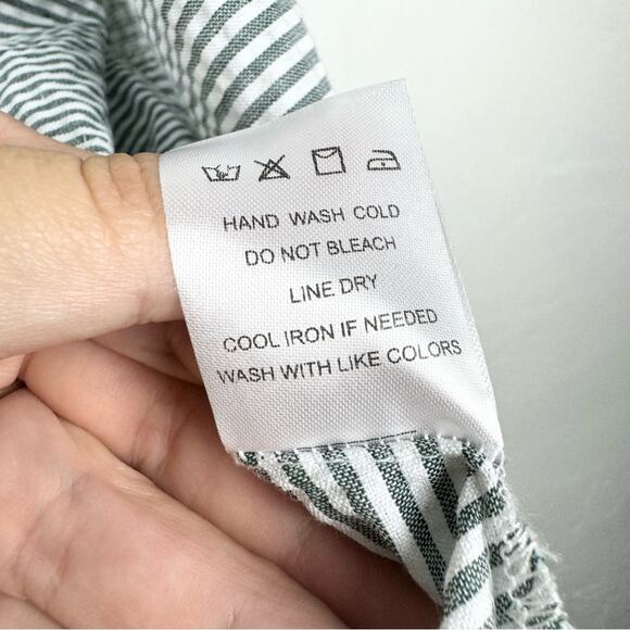 DRA Los Angeles X Anthropologie Drapework Jacket Seersucker Stripe Sz M Coastal - Picture 14 of 14